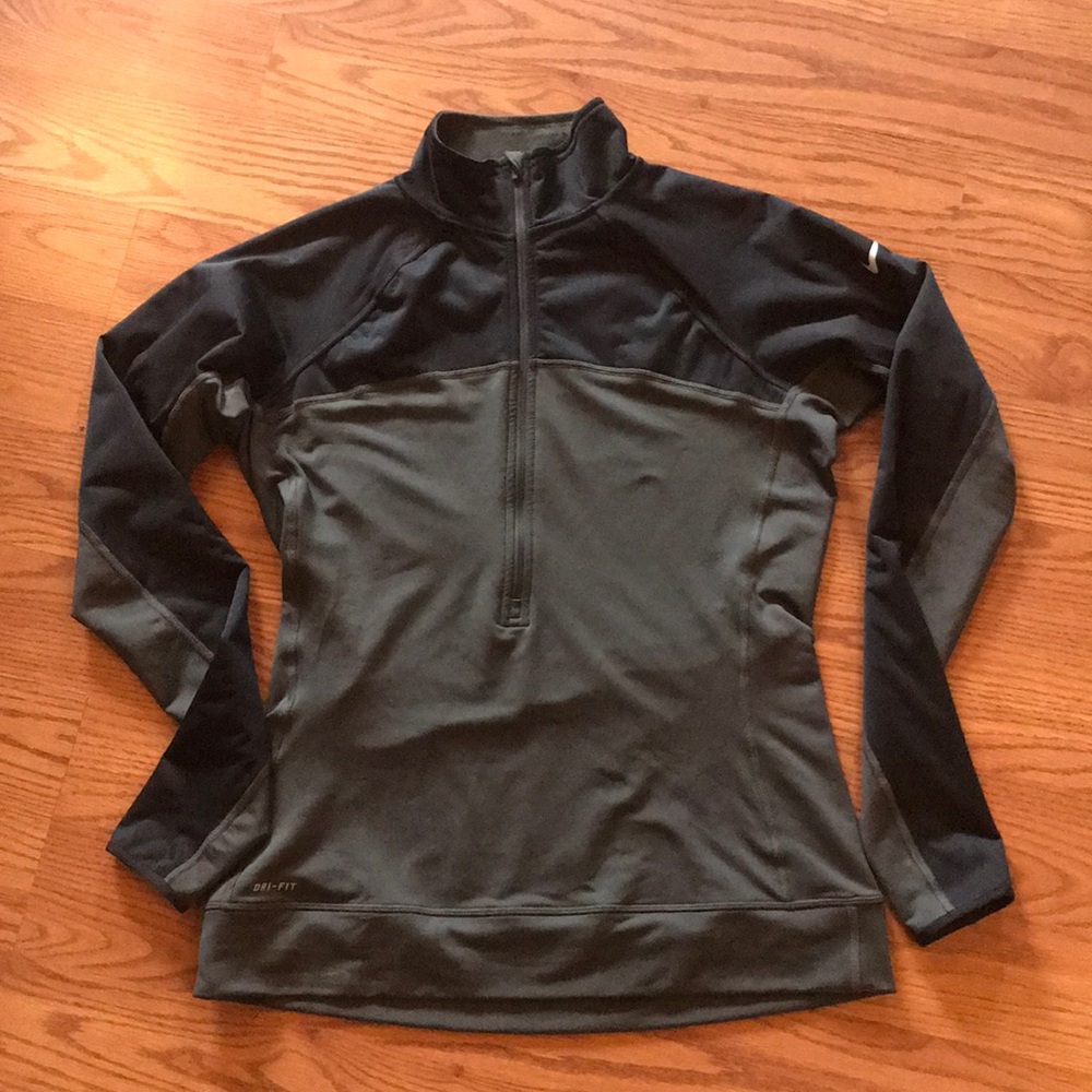 🎧WOMENS BLACK/GRAY NIKE PRO SWEATSHIRT DRYFIT L